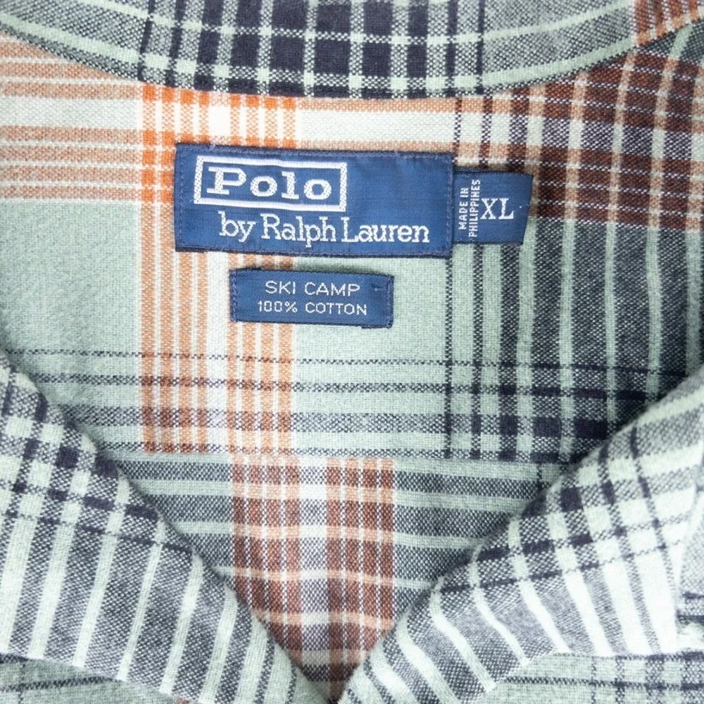 Polo Ralph Lauren‎ Flannel Mens XL Blue Ski Camp Plaid Workwear Vintage Shirt